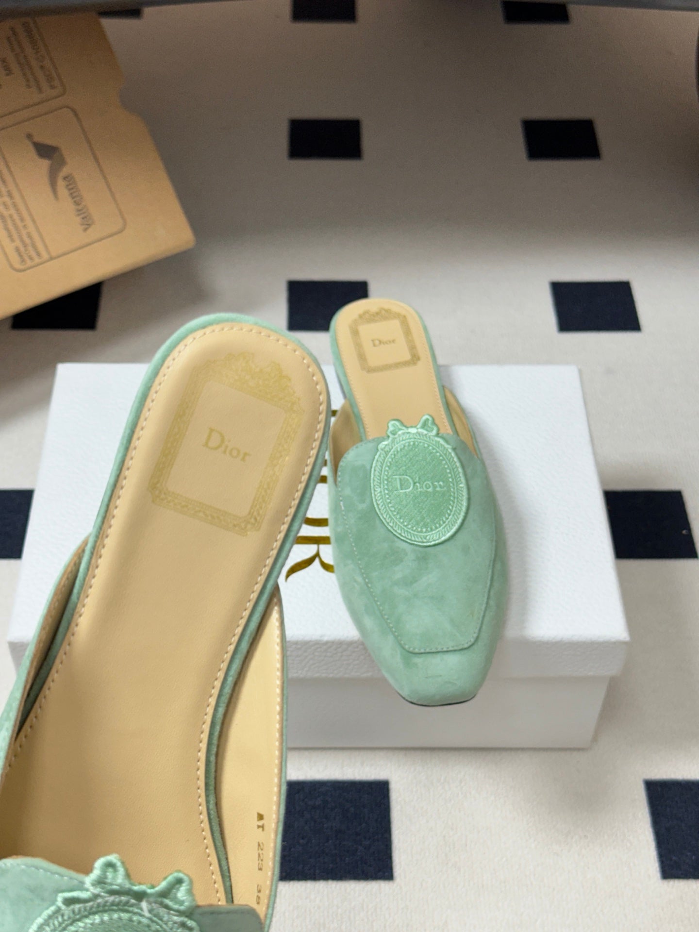 CD Médaillon Mule Mint Green Suede 834913