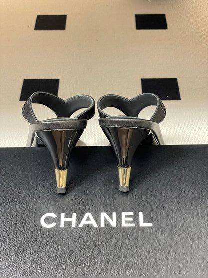 Chanel 2026 High-Heeled Flip-Flops Leather Sheepskin 834697