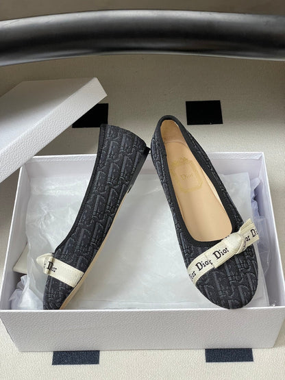 CD J'Adior Ballet Flat Black Cotton 834925