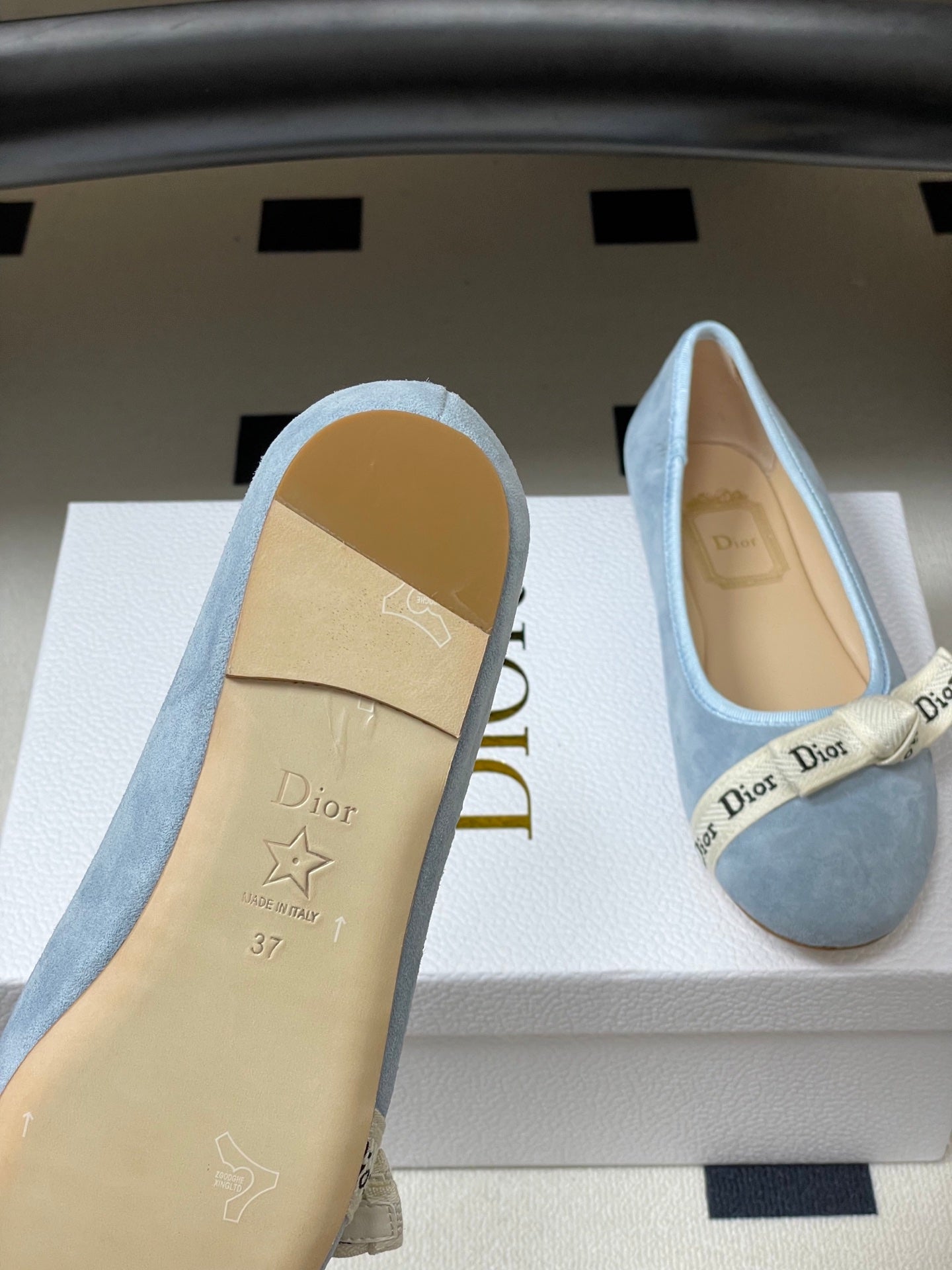 CD J'Adior Ballet Flat Light Blue Suede 834926
