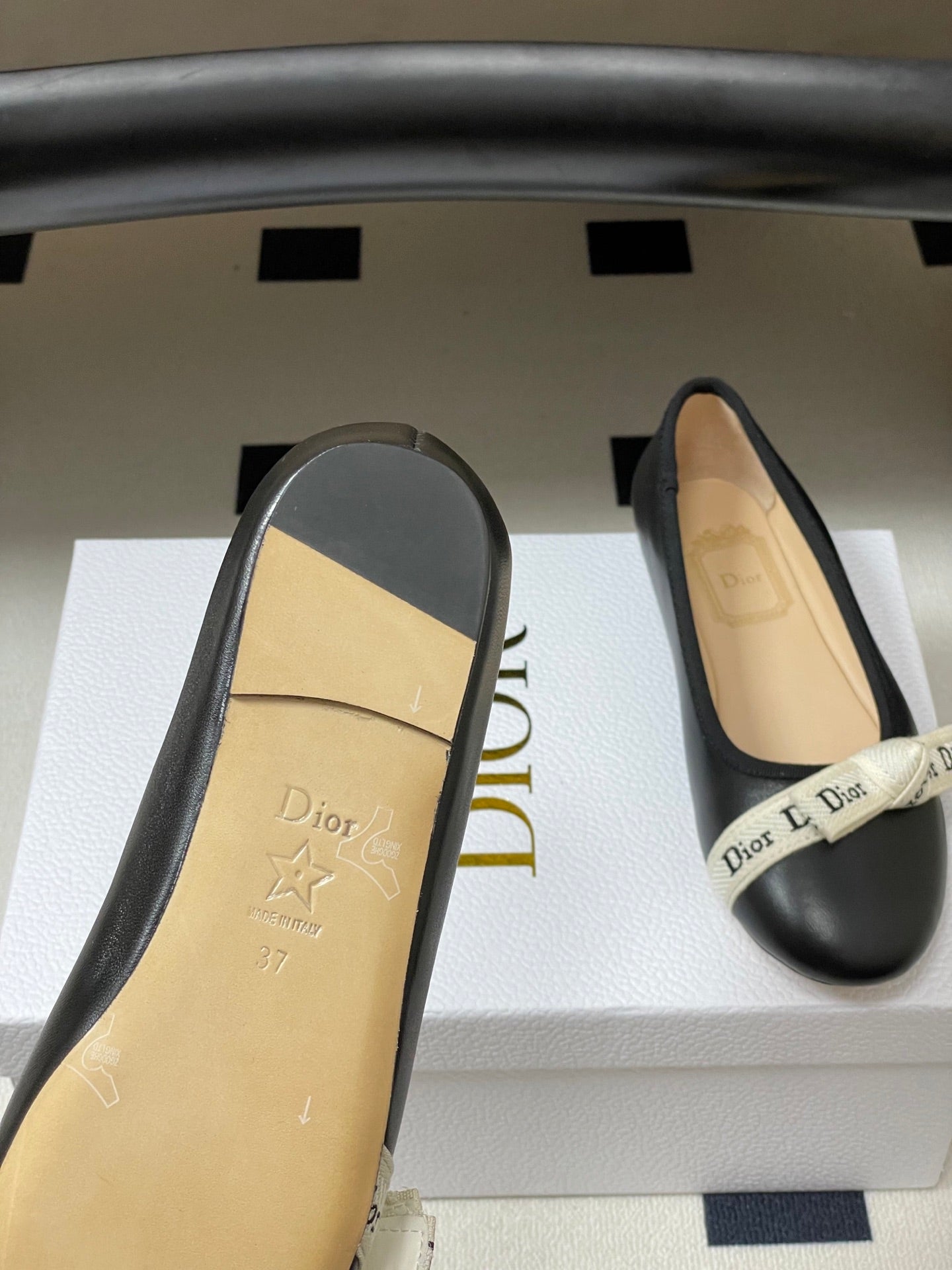 CD J'Adior Ballet Flat Black Lambskin 834930