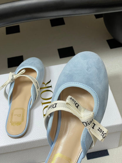 CD J'Adior Mules Light Blue Beige Suede 834933