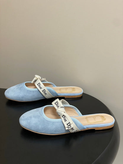 CD J'Adior Mules Light Blue Beige Suede 834933