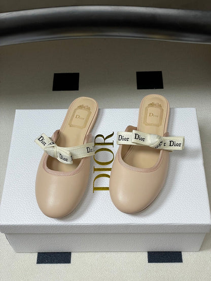 CD J'Adior Mules Light Blue Beige Leather Suede 834934