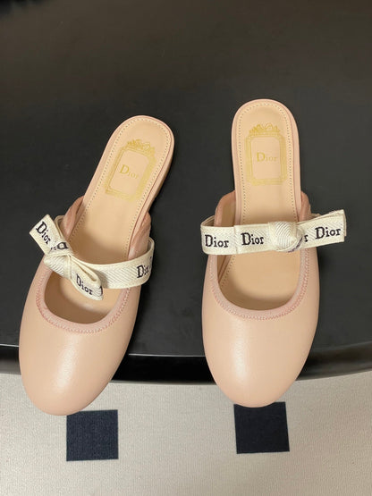 CD J'Adior Mules Light Blue Beige Leather Suede 834934