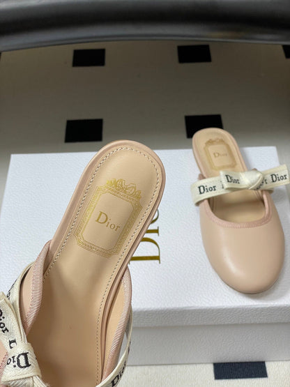 CD J'Adior Mules Light Blue Beige Leather Suede 834934