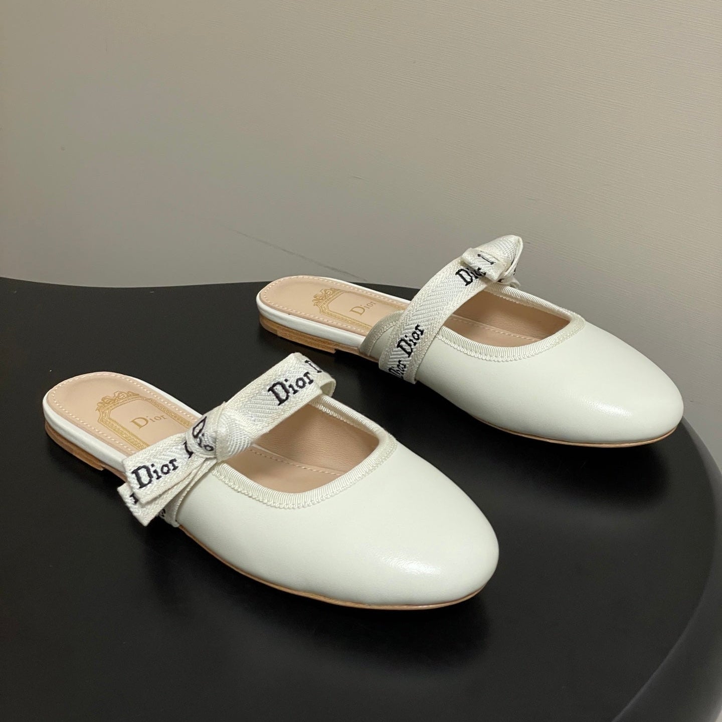 CD J'Adior Mules Cream Beige Leather 834935