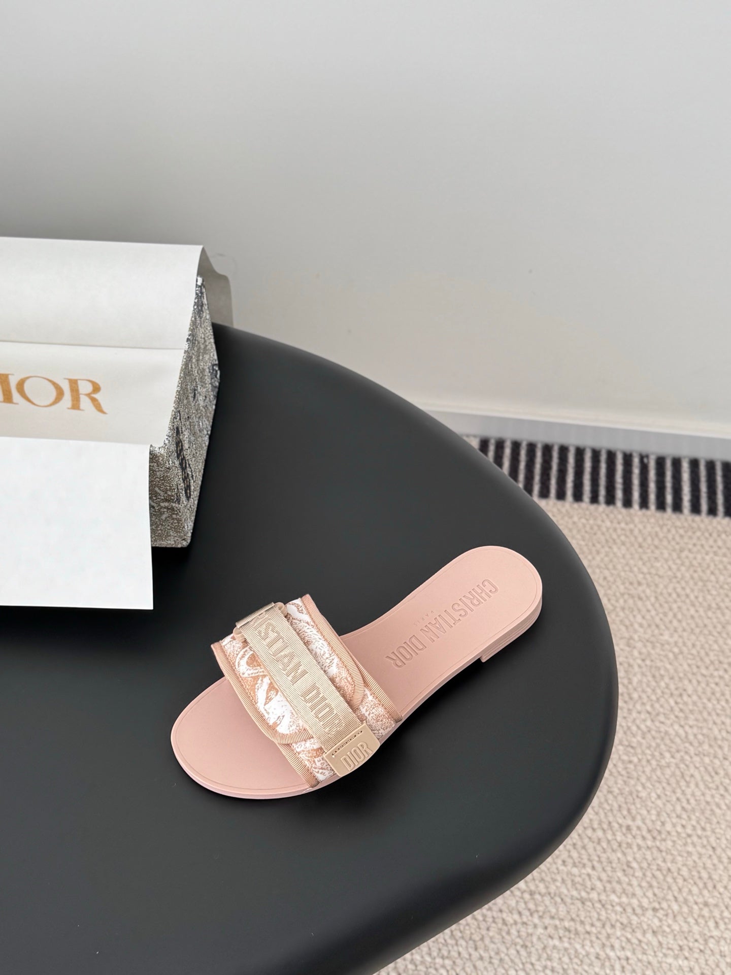 CD D-Wander Slide Pink Dior Oblique Printed Technical Fabric 540692