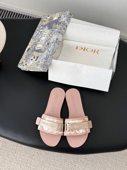 CD D-Wander Slide Pink Dior Oblique Printed Technical Fabric 540692