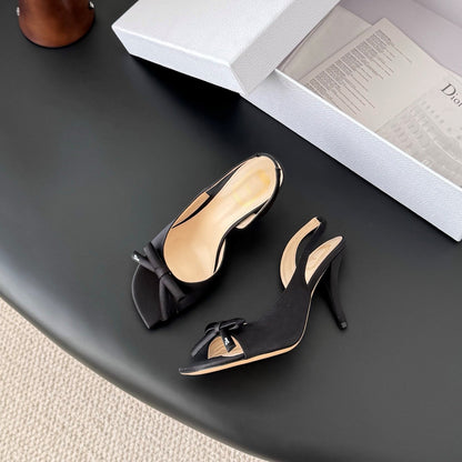 CD SS26 Mary Jane Sandals 8.5cm Beige Black Silk 605816