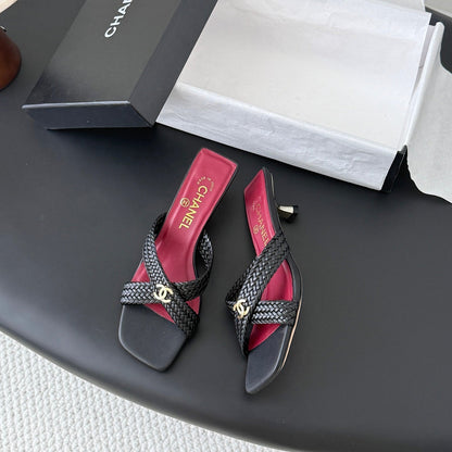 CC 26s Cross Slippers Burgundy Black Lambskin 914971