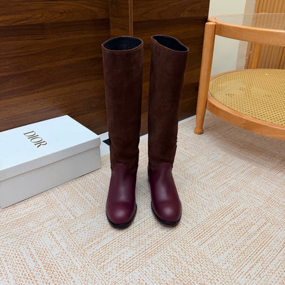 CD 26s Riding Boots Burgundy Suede Leather 973975