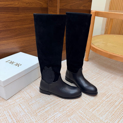 CD 26s Riding Boots Black Suede Leather 973976