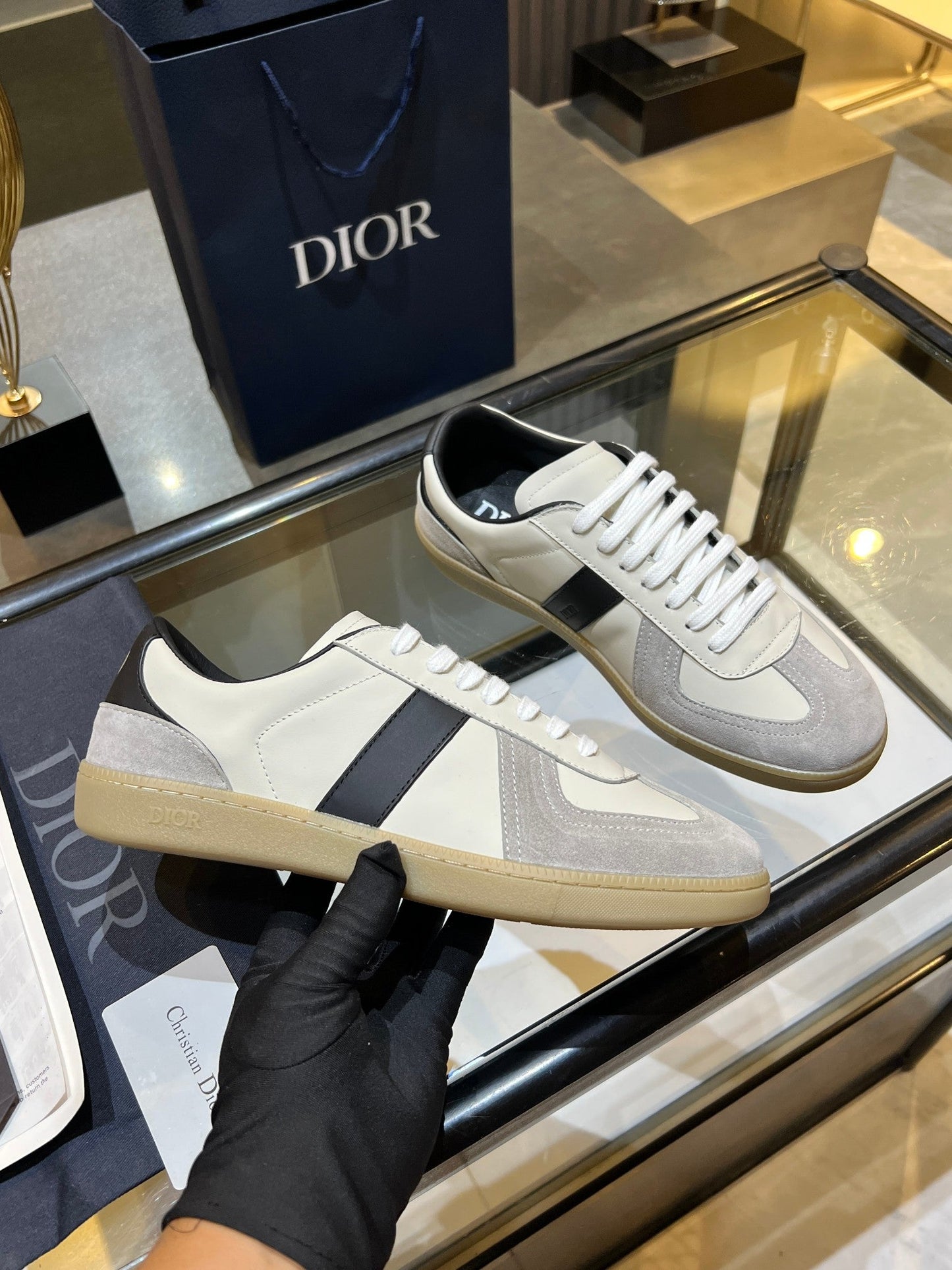 CD 26s B01 Matchpoint Sneaker Grey Cream Black Calfskin Suede 924607