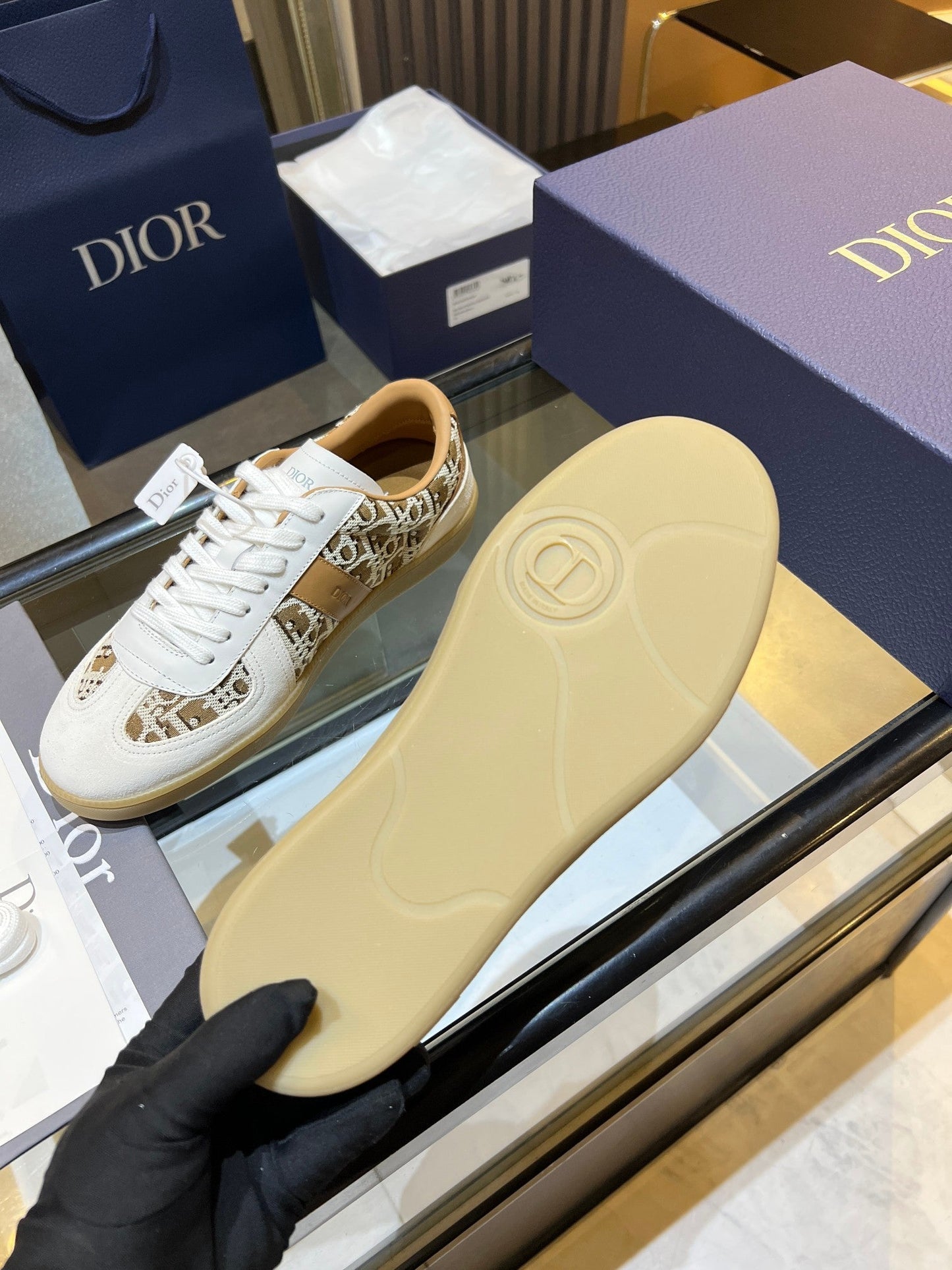 CD 26s B01 Matchpoint Sneaker Beige White Fabric Calfskin 924610