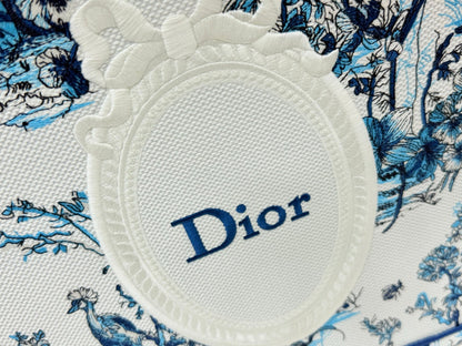 Dior Book Tote With Strap Blue Toile De Jouy Floral Garden Canvas