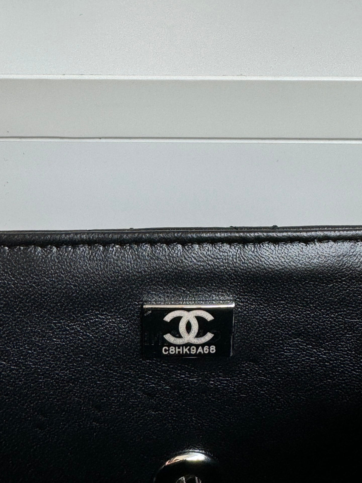 24c mini flap bag 20cm with top handle black calfskin silver hardware