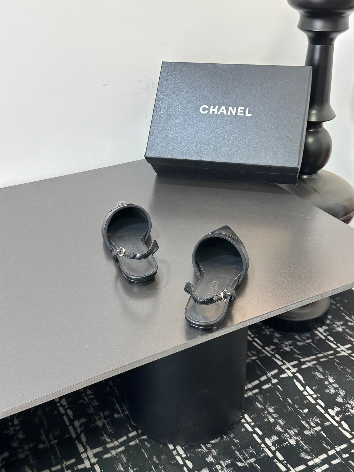 Chanel 26S Slingback Flats In Black Lambskin