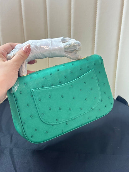 Chanel 2026 Flap Ostrich Embossed Bag 20cm Leather