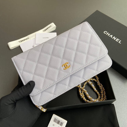 CC Woc 20cm Light Purple Grained Calfskin Gold Hardware