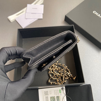 CC Woc 20cm Top Handle Black Grained Calfskin