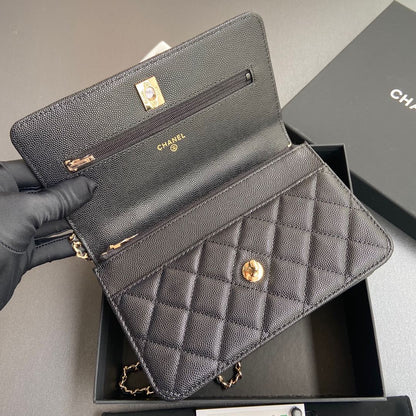 CC Woc 20cm Top Handle Black Grained Calfskin
