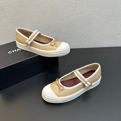 CC 26s Mary Jane Flat Beige White Lambskin 846328