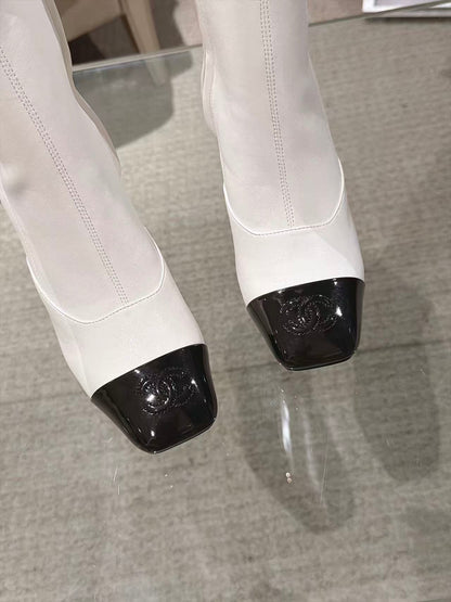 CC 26S Cap Toe Jumping Boots 8cm White Leather 117697