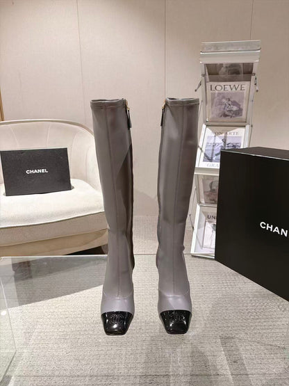 CC 26S Cap Toe Jumping Boots 8cm Grey Leather 117698