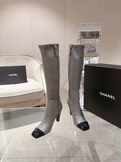 CC 26S Cap Toe Jumping Boots 8cm Grey Leather 117698