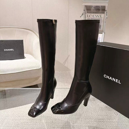 CC 26S Cap Toe Jumping Boots 8cm Black Leather 117700