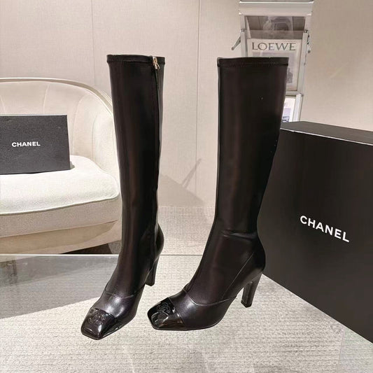 CC 26S Cap Toe Jumping Boots 8cm Black Leather 117700