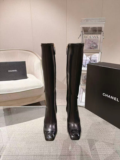 CC 26S Cap Toe Jumping Boots 8cm Black Leather 117700