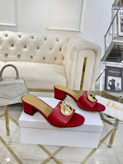 CD 26s Médaillon Buckle Slides 5cm Red Lambskin 927387