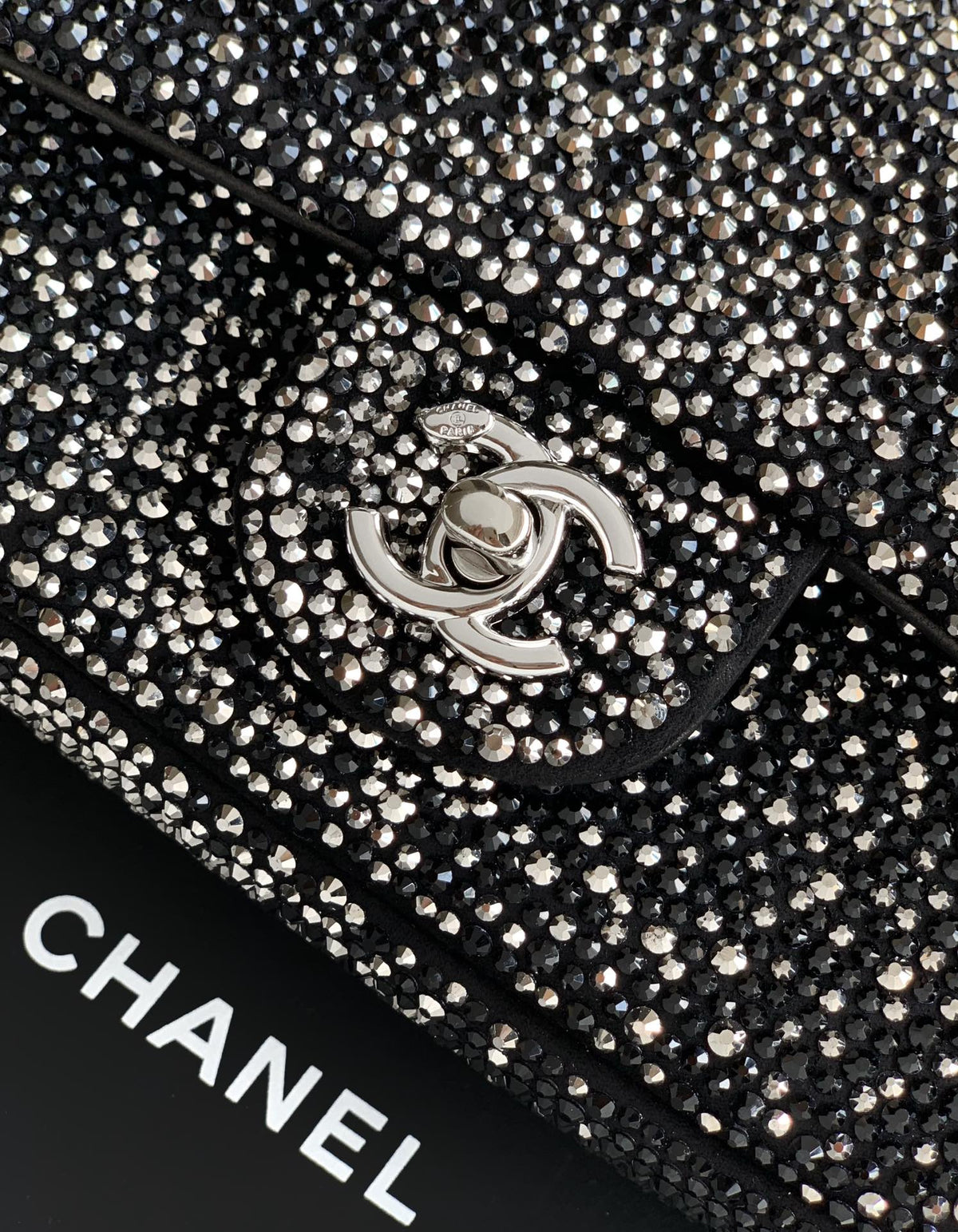 CC Classic Flap Bag  full diamond black calfskin