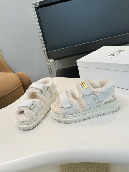CD Dioract Sandal White Suede Wool 529374