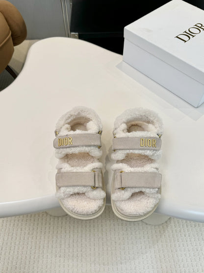 CD Dioract Sandal Light Gray Suede Wool 529376