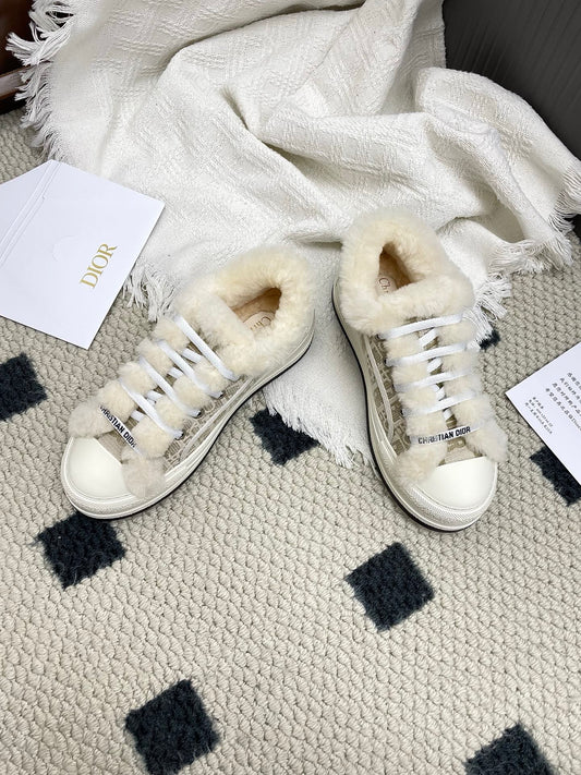 CD Walk'n Dior Platform Sneaker Khahi Beige Oblique Motif Fabric Wool