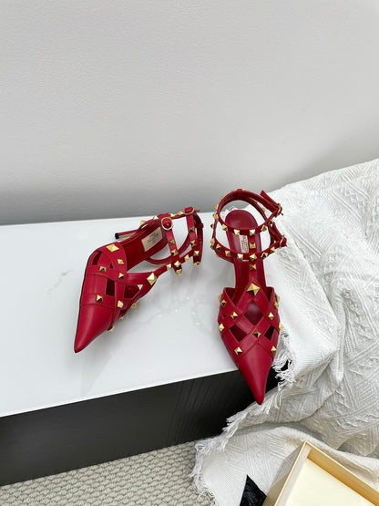 VT Studdy Kidskin Pumps 80mm Red Goatskin 611374