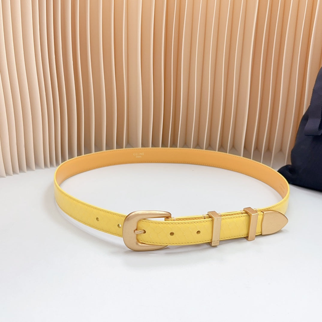 Medium Western Belt 25mm Yellow Calfskin Gold Loop Ghw