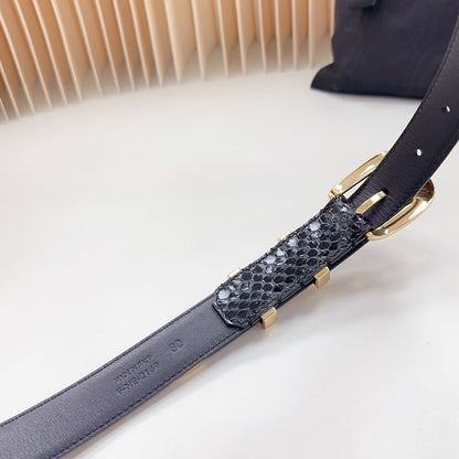 Medium Western Belt 25mm Black Snake Embossed Calfskin Ghw