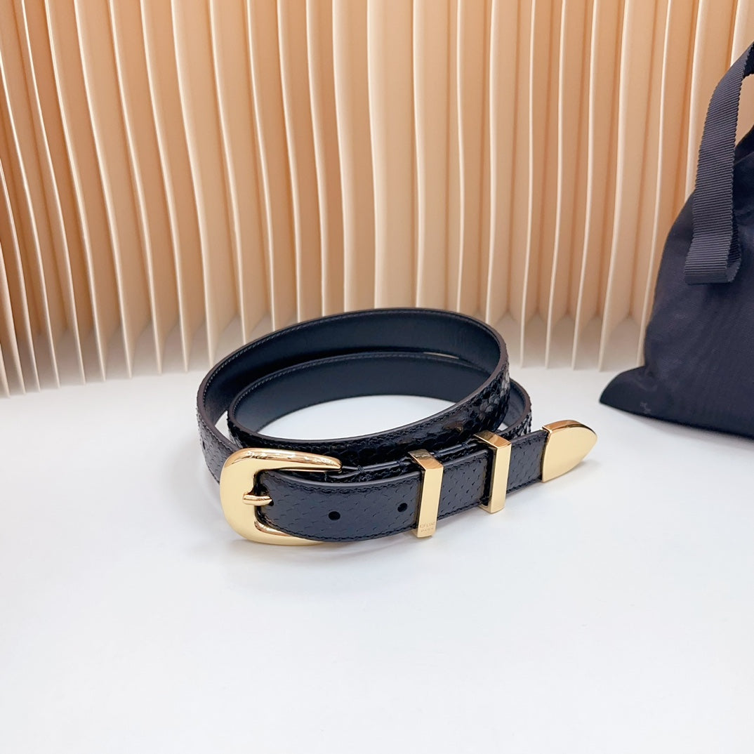 Medium Western Belt 25mm Black Snake Embossed Calfskin Ghw