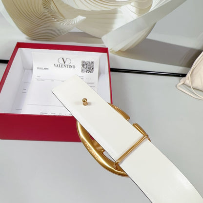 The Bold Edition Reversible Belt 30mm White Calfskin Gold Buckle