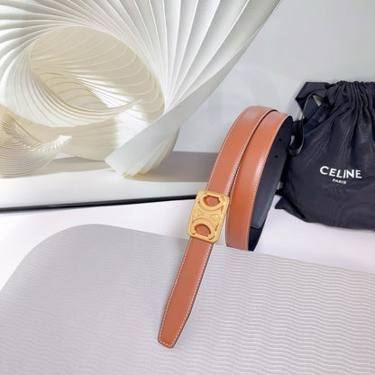 CEL Gold Buckle Belt 25mm Brown Calfskin 178254
