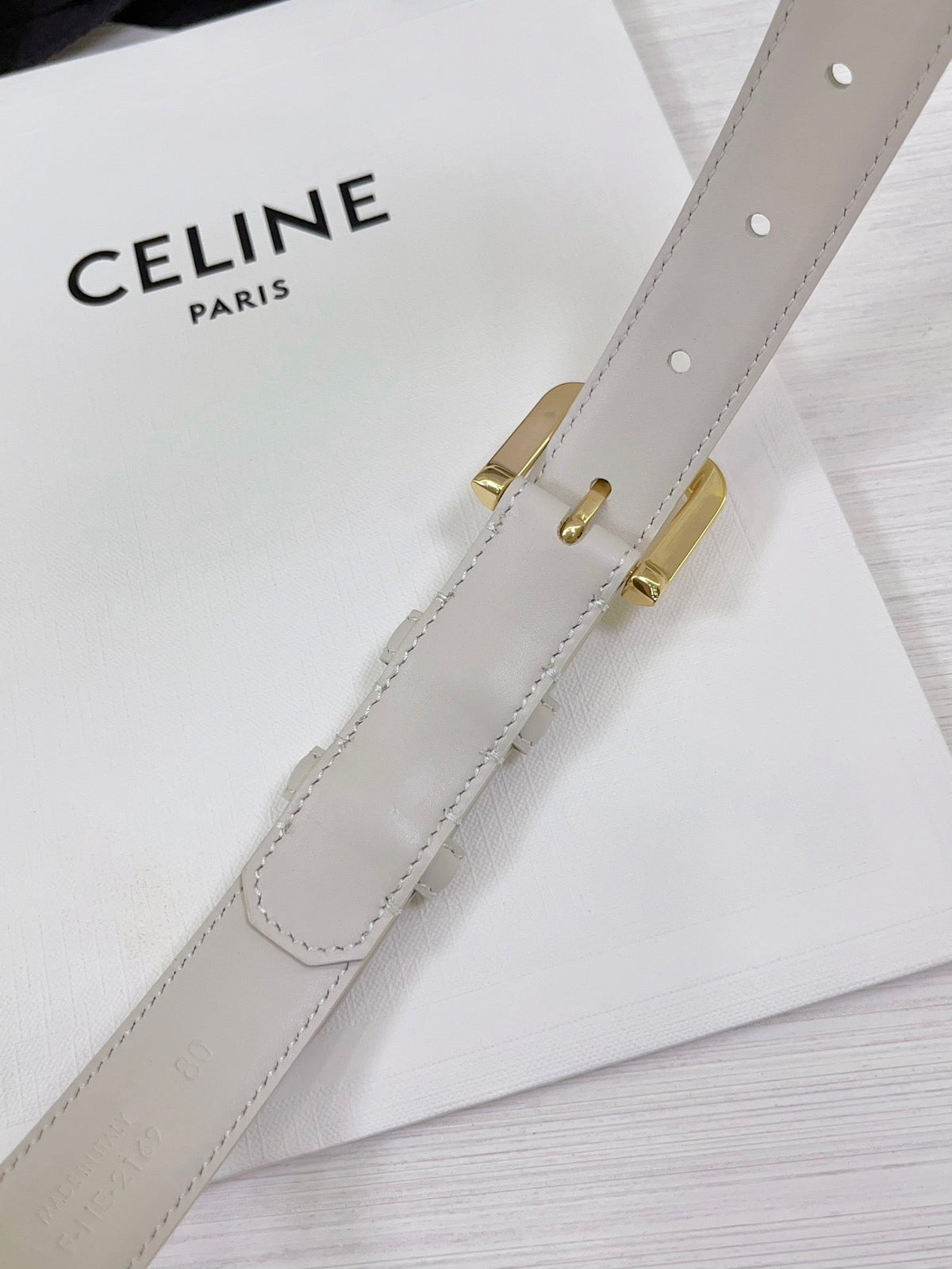 CEL Gold Western 25mm Belt White Cowhide 181047