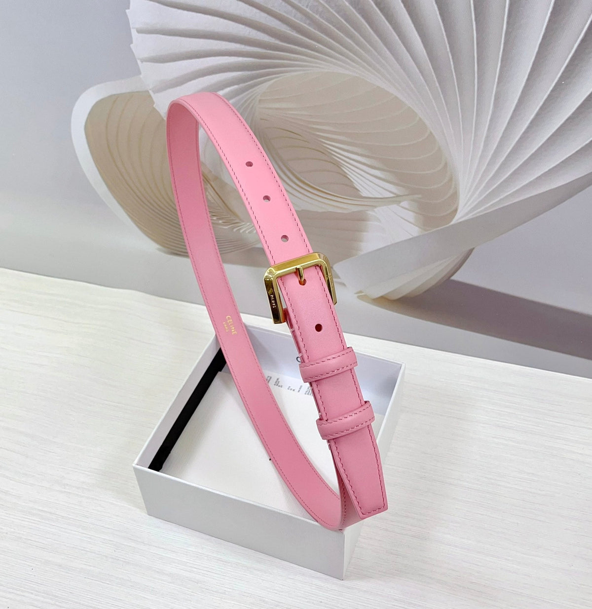 CEL Gold Western 25mm Belt Pink Cowhide 181045
