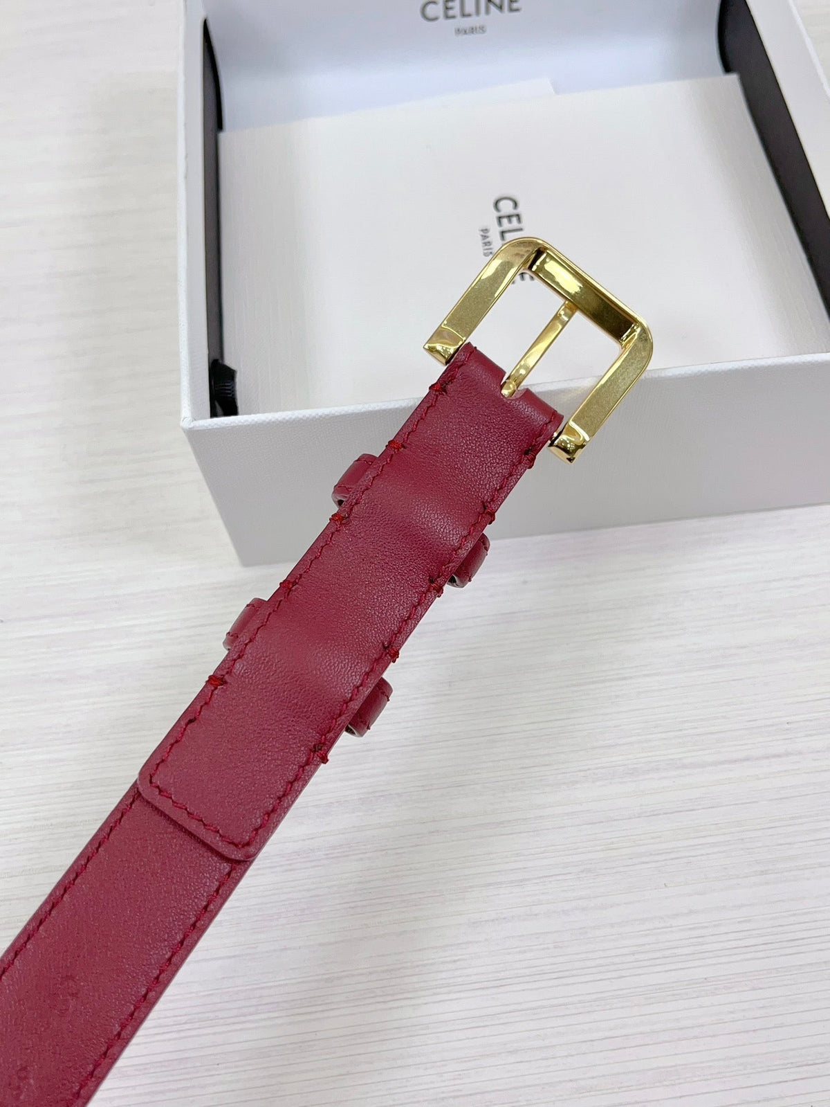 CEL Gold Western 25mm Belt Red Cowhide 181044
