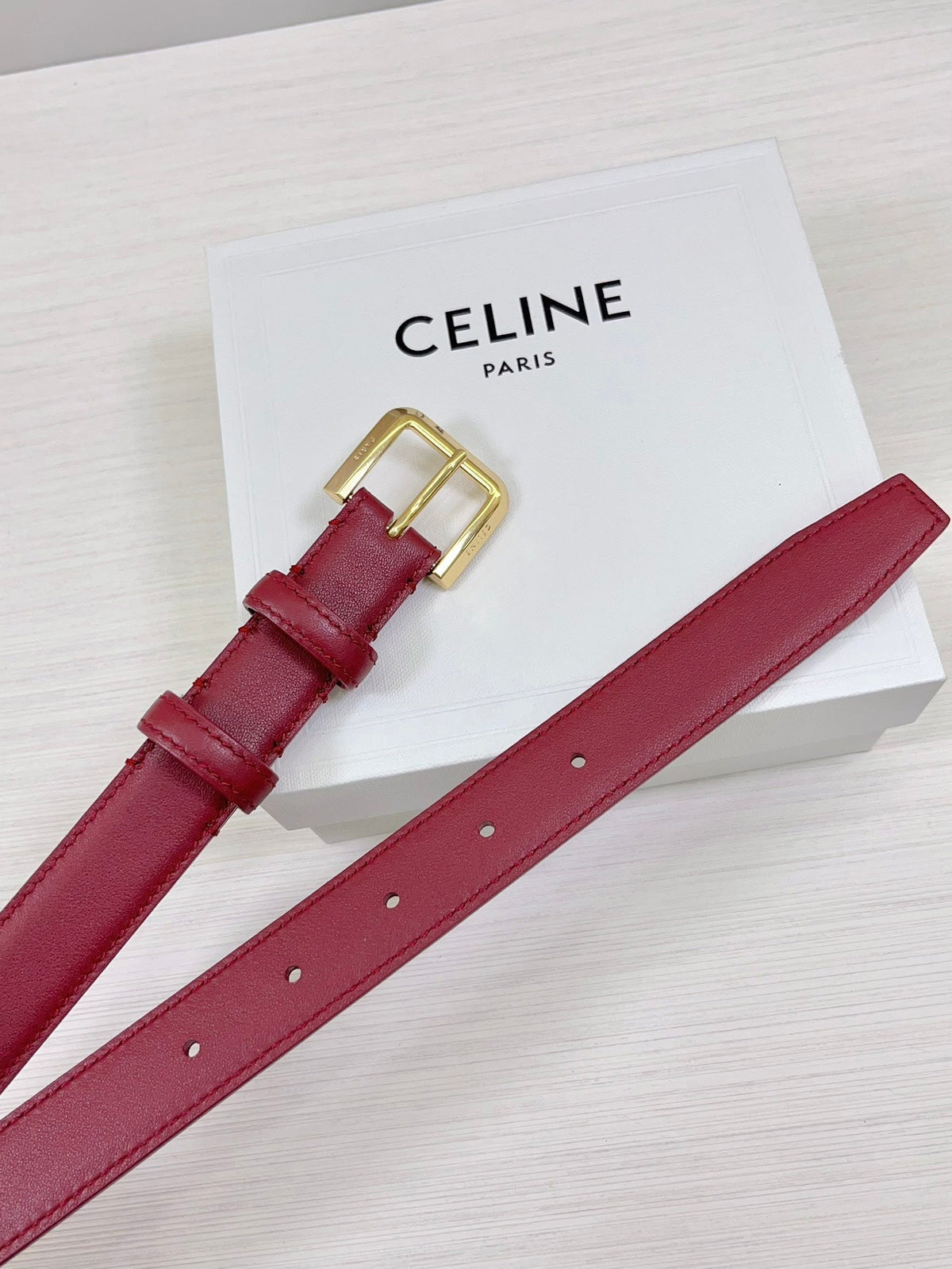 CEL Gold Western 25mm Belt Red Cowhide 181044
