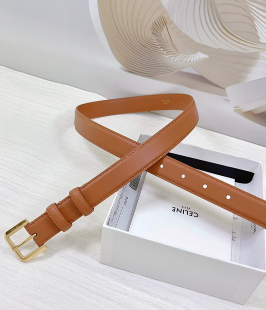 CEL Gold Western 25mm Belt Brown Cowhide 181043