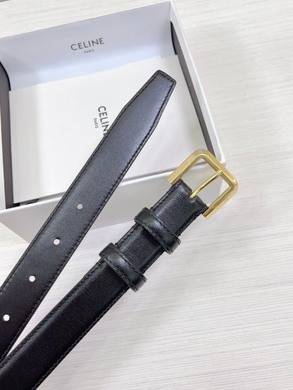 CEL Gold Western 25mm Belt Black Cowhide 181040
